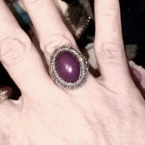 ruby quartz ring in two tone silver and gold ring